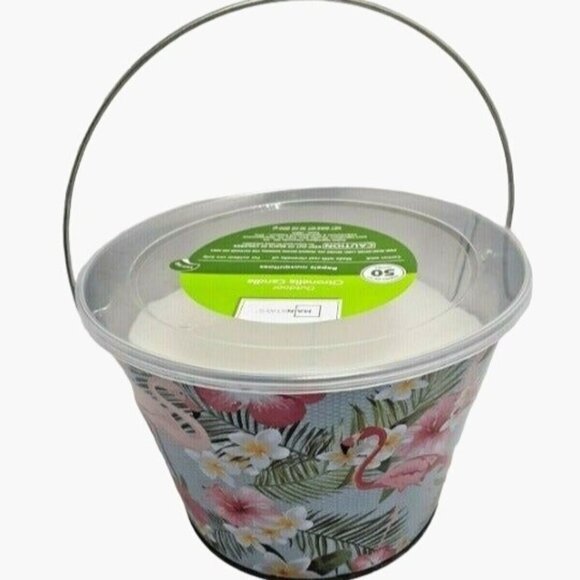Citronella Candle Flamingo Bucket 30oz 3 wick Mainstays Outdoor - Picture 2 of 7